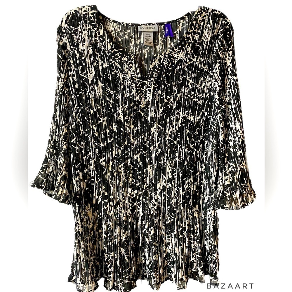 Catherines Tunic, Embellished, Crinkle Crepe, Plus Sz 1X, 2X, 18W, 20W Petite